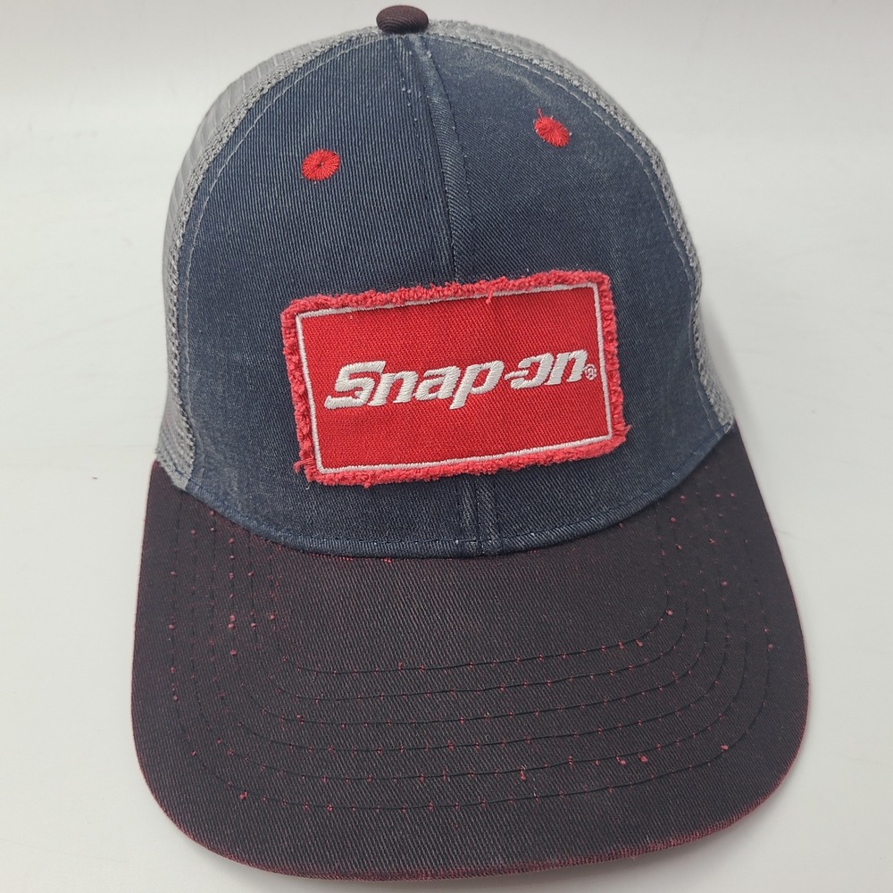 Snap-On Hat Adjustable (Fits Small) Trucker Mesh Blue Gray‎ Red Patch Tools Men
